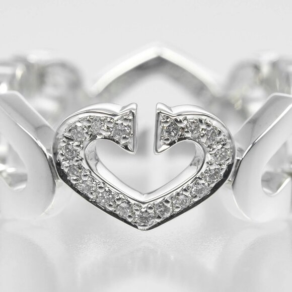 CARTIER C heart Ring K18 white gold/diamond #5.6(US Size) 6.7g Women - Picture 6 of 10